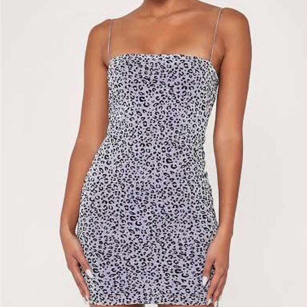 Meshki Leopard Print Strapless Dress small